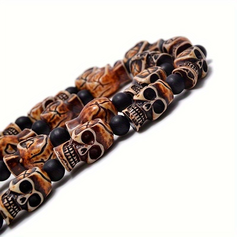 Punk Rock Skull Bead Necklace Halloween Decor 24 x14 x16mm 10mm Beads